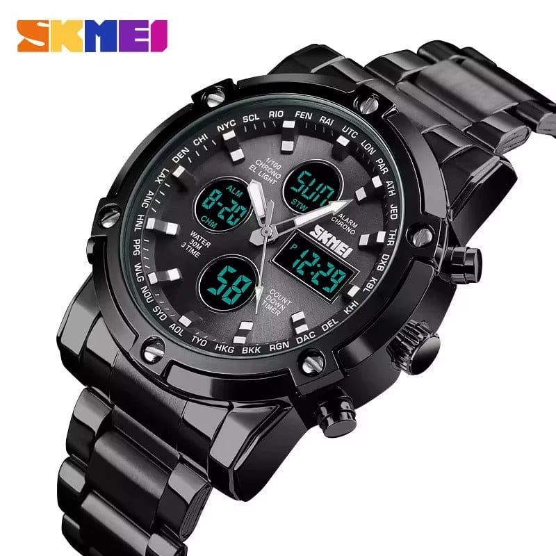 BONDABOU SHOP ⌚ Montre Homme SKMEI – Double Affichage Analogique & Digital – Acier Inoxydable