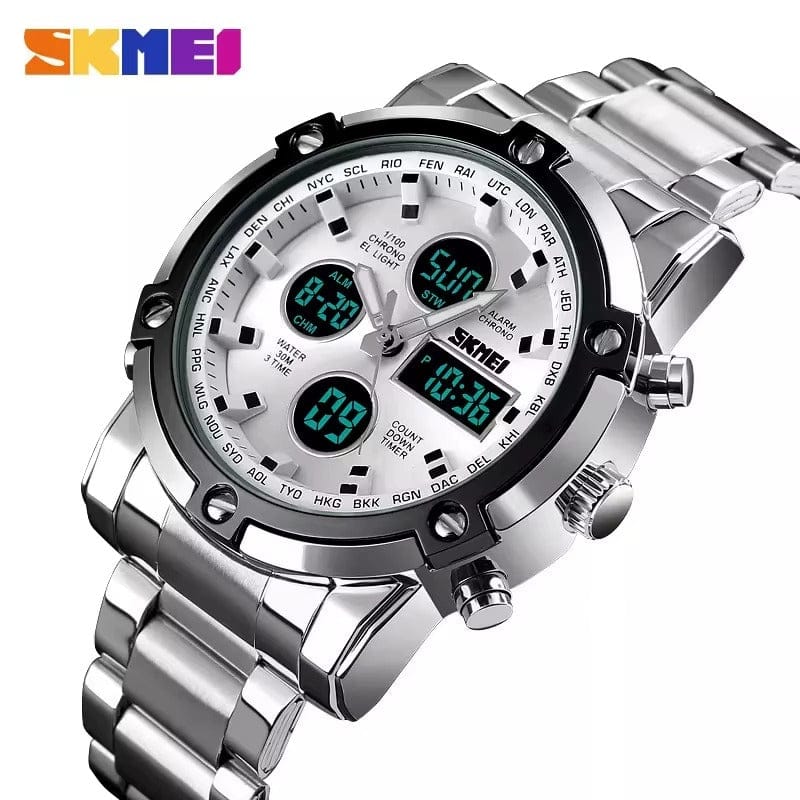 BONDABOU SHOP ⌚ Montre Homme SKMEI – Double Affichage Analogique & Digital – Acier Inoxydable