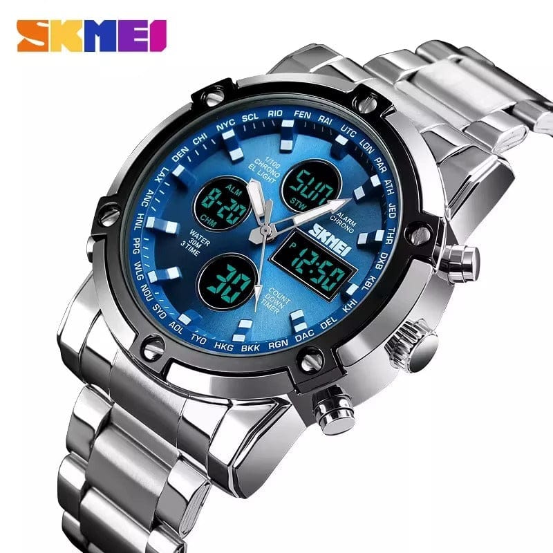 BONDABOU SHOP ⌚ Montre Homme SKMEI – Double Affichage Analogique & Digital – Acier Inoxydable